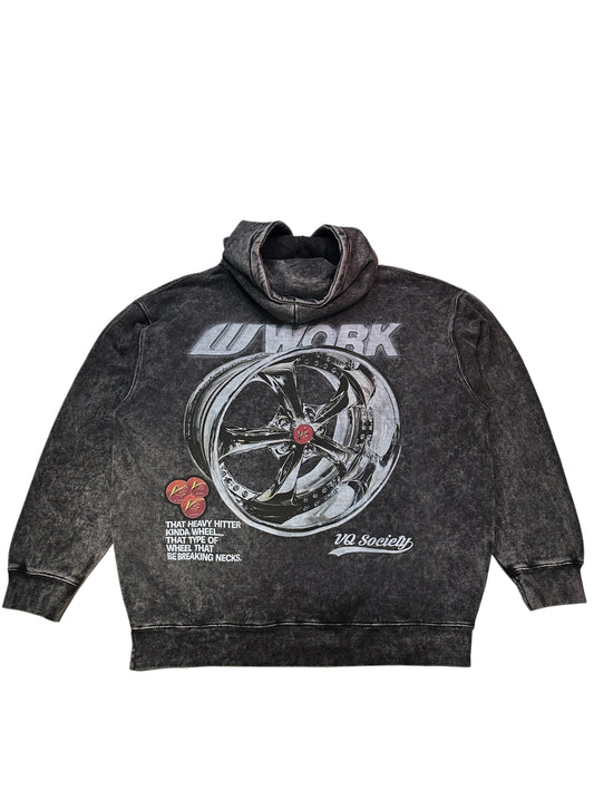 BALLER WHEELS HOODIE (GRAY WASHED dye)